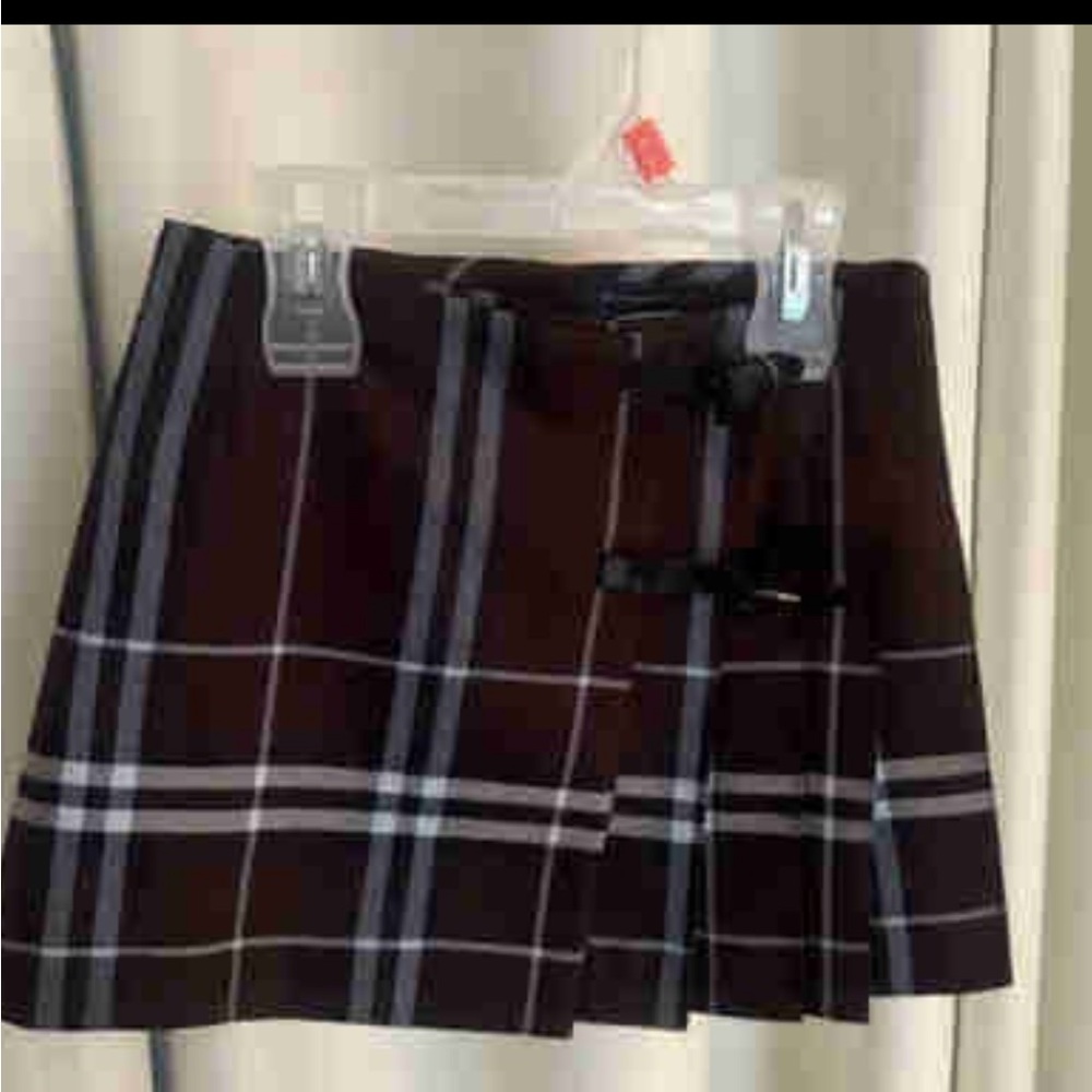 Burberry Brown Plaid Mini Skirt with Black and White